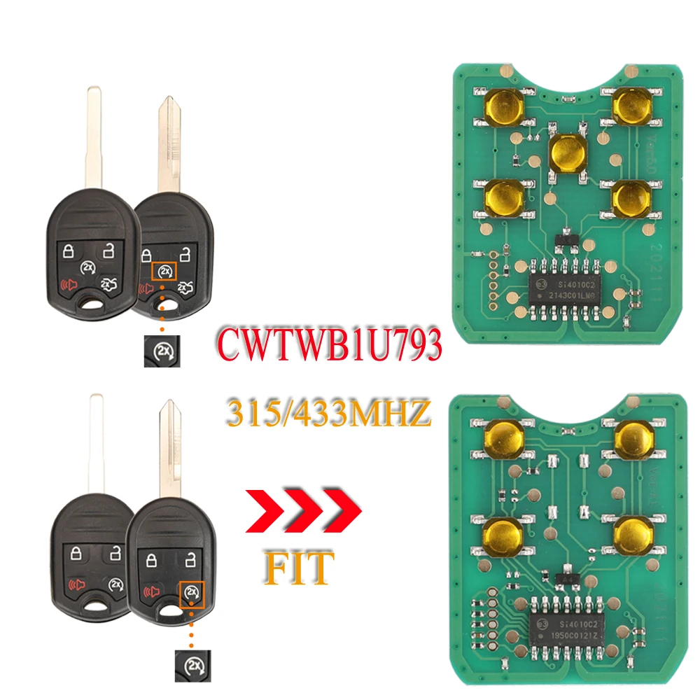 jingyuqin 4/5 Button Remote Key Circuit Board Fob 315/433Mhz CWTWB1U793 For Ford Edge Escape Expedition Explorer
jingyuqin 4/5 Button Remote Key Circuit Board Fob 315/433Mhz CWTWB1U793 For Ford Edge Escape Expedition Explorer