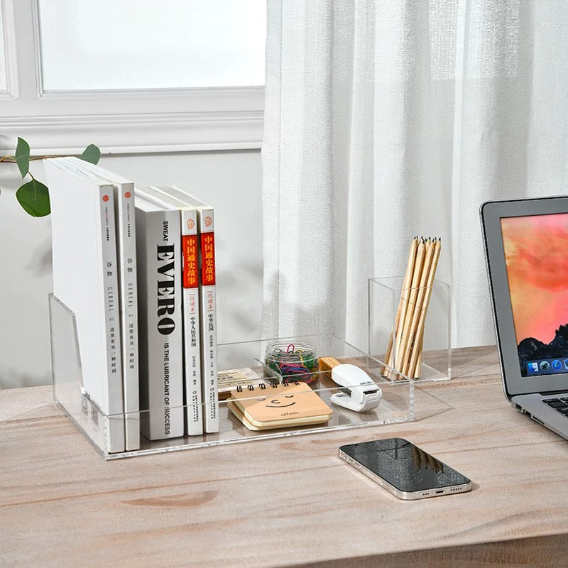 Desk top storage box, bookshelf, transparent acrylic bookshelf, folder 
Desk top storage box, bookshelf, transparent acrylic bookshelf, folder