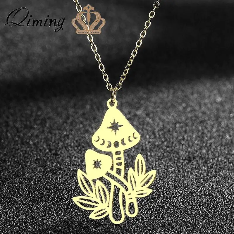 QIMING Fairy Moon Phases Mushroom Pendant Necklace For Women Female Plant Charm Viking Vintage Boho Necklace
QIMING Fairy Moon Phases Mushroom Pendant Necklace For Women Female Plant Charm Viking Vintage Boho Necklace