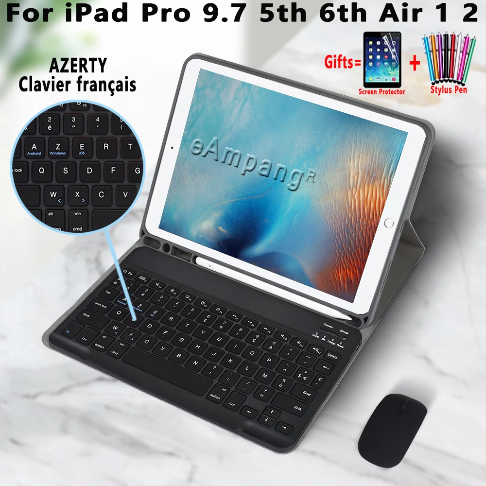AZERTY Keyboard Case for iPad 9.7 5th 6th 2018 Cover French Keyboard for iPad Pro 9.7 Air 2 Generation A1822 A1954 A1567 A1674
AZERTY Keyboard Case for iPad 9.7 5th 6th 2018 Cover French Keyboard for iPad Pro 9.7 Air 2 Generation A1822 A1954 A1567 A1674