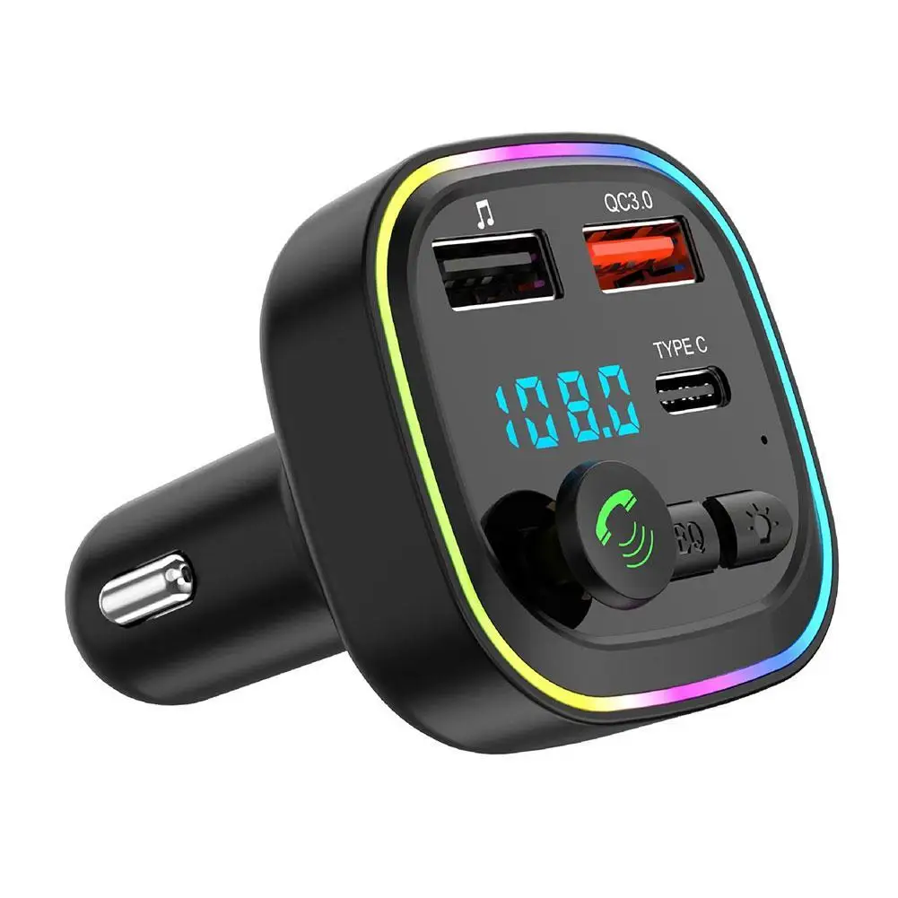 

Handsfree MP3 Modulator PlayerCar Bluetooth 5.0 FM Transmitter Dual USB Fast Charger With Ambient Light & Handsfree Calling