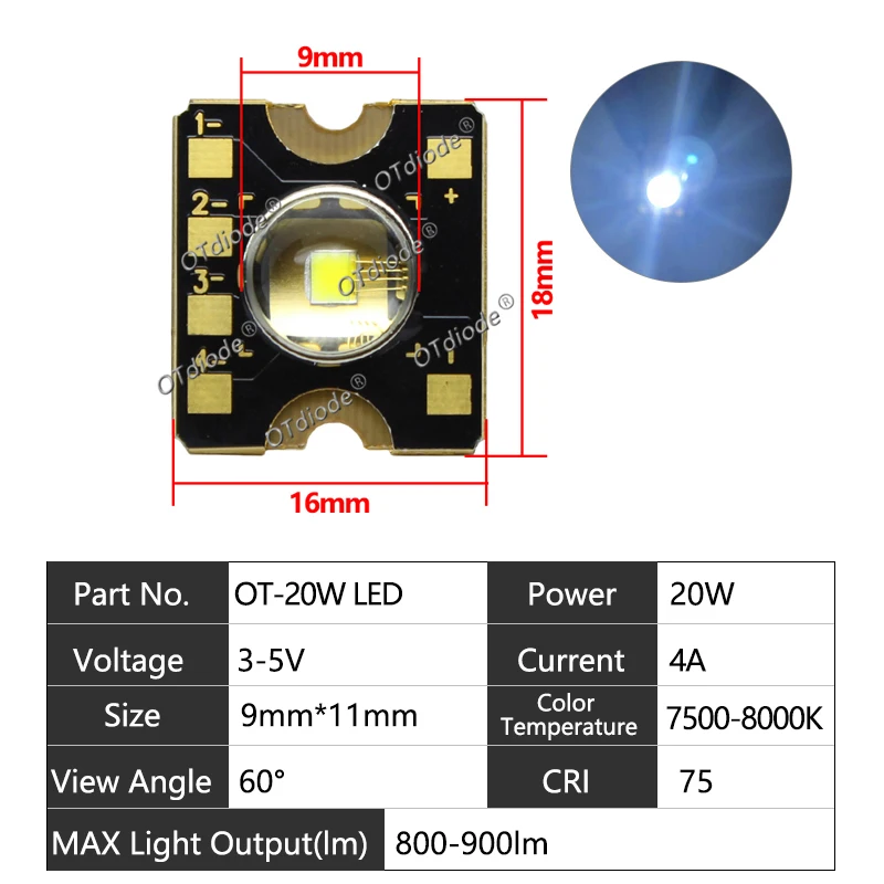 Светодиодный модуль OTdiode 20W-60W 12V Stage Light
Светодиодный модуль OTdiode 20W-60W 12V Stage Light