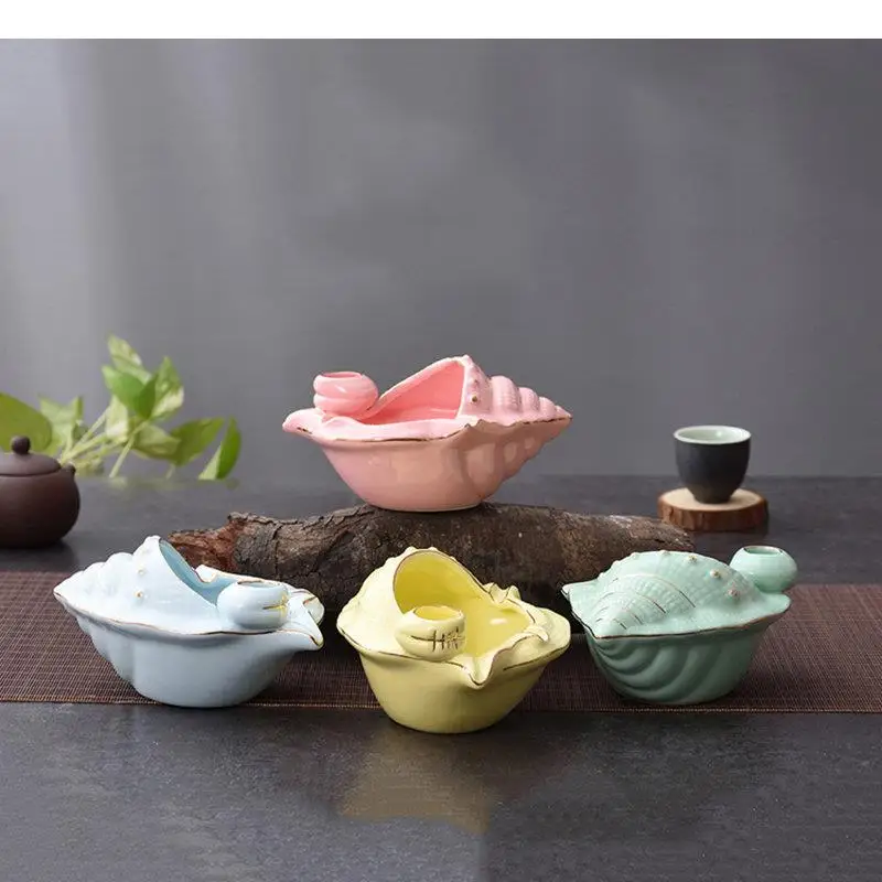 

Cute Conch Shape Ceramic Ashtray Fashion Cigar Ash Trays Creative Home Desktop Ashtrays Ash Soot Containers Smoking Accessories