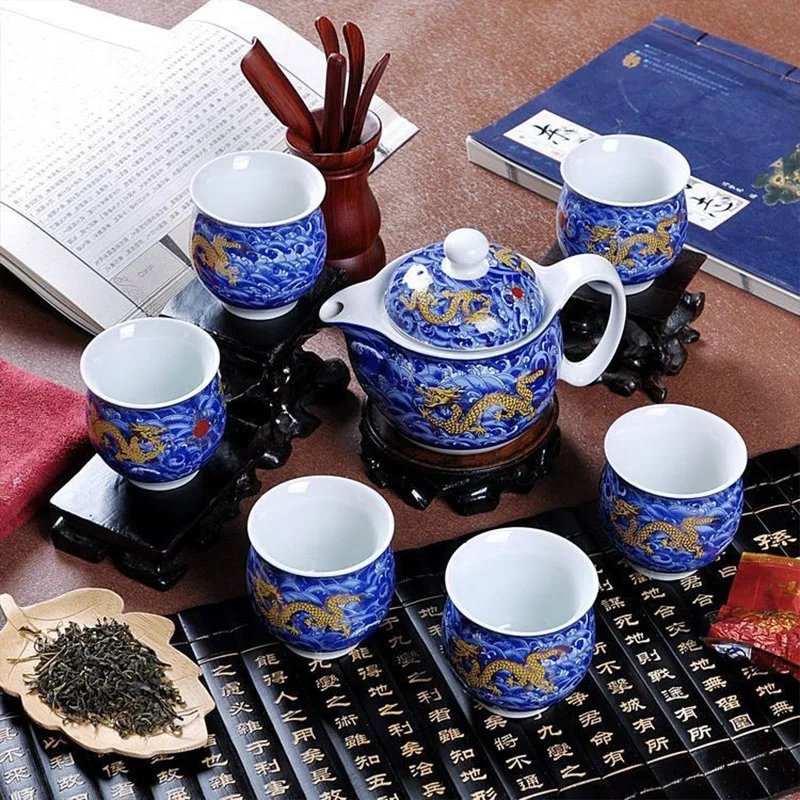 Chinese Ceramic Tea Set Kung Fu Porcelain Tea Cup Pot Set Dragon Teapot Teacup Kungfu Teaset Puer Oolong Tea Ceremony Teaware
Chinese Ceramic Tea Set Kung Fu Porcelain Tea Cup Pot Set Dragon Teapot Teacup Kungfu Teaset Puer Oolong Tea Ceremony Teaware