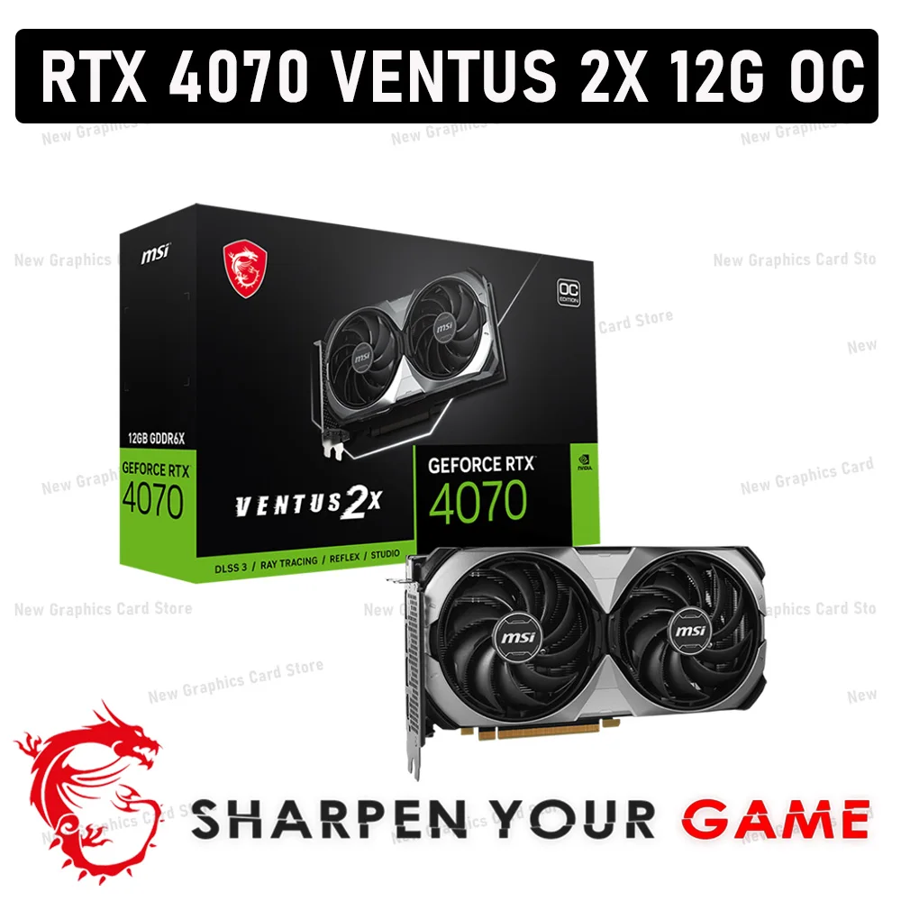 GDDR6X MSI RTX 4070 VENTUS 2X 12G OC Nvidia 40 Series GPU RTX4070 Graphics Card Desktop Gaming Support Intel AMD CPU 192Bit New
GDDR6X MSI RTX 4070 VENTUS 2X 12G OC Nvidia 40 Series GPU RTX4070 Graphics Card Desktop Gaming Support Intel AMD CPU 192Bit New