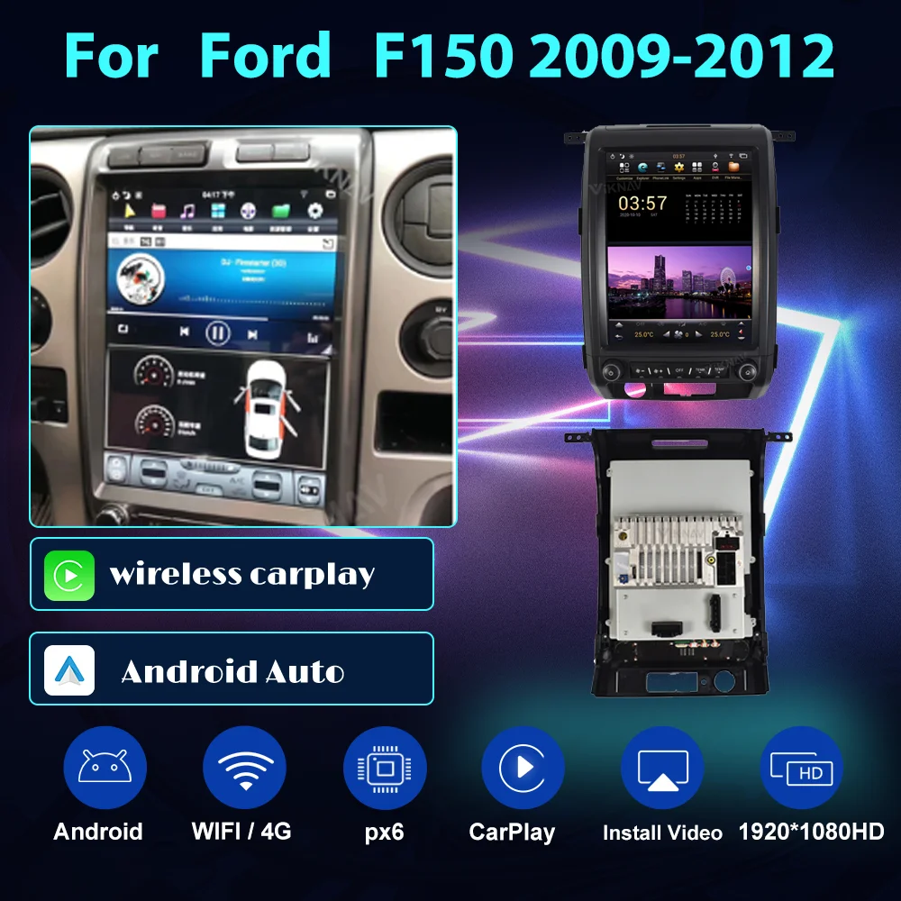 Автомагнитола PX6, 12,1 дюйма, Android, для Ford F150 2009- 2012, автомобильная стереосистема, Bluetooth плеер, стереоприемник, DVD, Carplay, DSP
Автомагнитола PX6, 12,1 дюйма, Android, для Ford F150 2009- 2012, автомобильная стереосистема, Bluetooth плеер, стереоприемник, DVD, Carplay, DSP