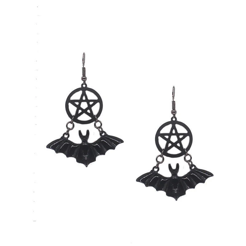 Black trendy simple Earrings five pointed star bat hip hop Street personalized dark jewelry
Black trendy simple Earrings five pointed star bat hip hop Street personalized dark jewelry