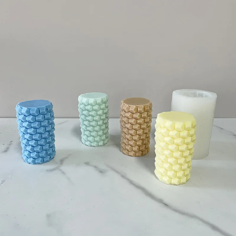 

3D Cylindrical Honeycomb Fragrant Candle Silicone Mold DIY Fragrant Gypsum Manual Soap Mold Candle Making Kit Form for Candles