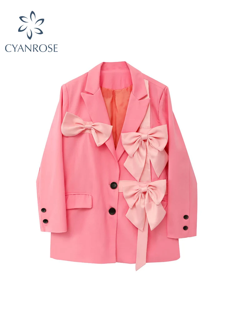 Women's Sweet Bow Suit Jacket Office Ladies Loose Vintage Fashion Korean Female Long Sleeve Blazer Double Breasted Lapel Blazer
Women's Sweet Bow Suit Jacket Office Ladies Loose Vintage Fashion Korean Female Long Sleeve Blazer Double Breasted Lapel Blazer