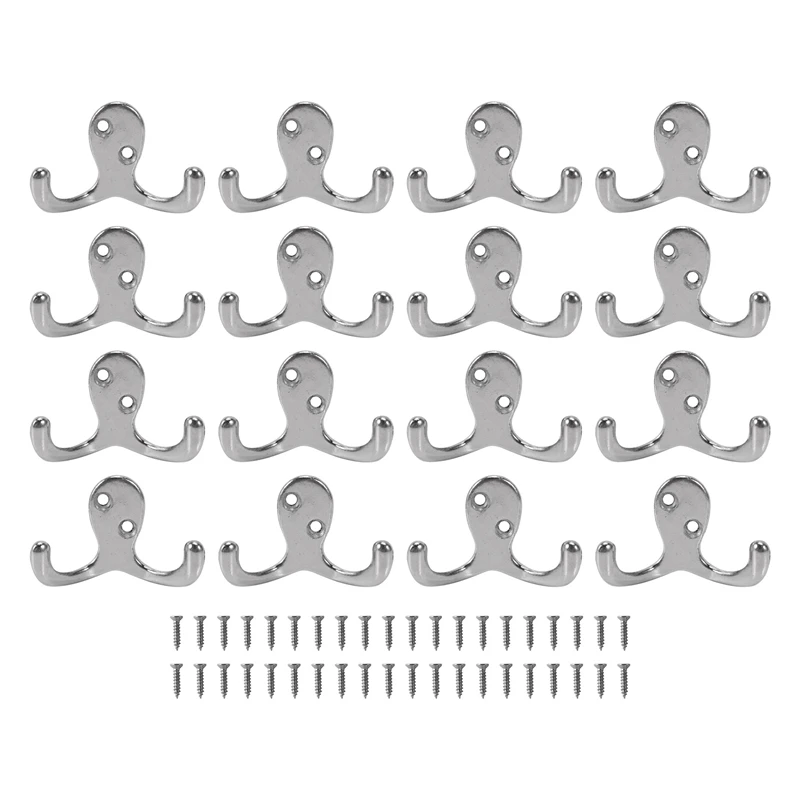 16Pcs Double Prong Coat Hooks, Duty Wall Mounted With 40 Screws, Dual Hooks For Coat, Scarf, Towel, Key, Cap, Hat
16Pcs Double Prong Coat Hooks, Duty Wall Mounted With 40 Screws, Dual Hooks For Coat, Scarf, Towel, Key, Cap, Hat