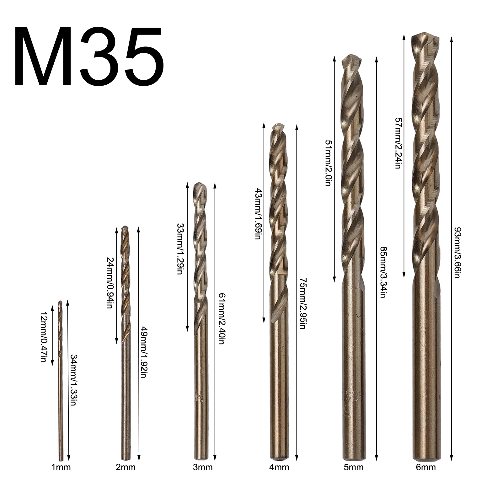 6 PCS HSS M35 Cobalt Coated T-wist Drill Bit Set Round Shank 1.0-6.0mm Gun Drill For Wood/Metal Hole Cutter Power Drilling Tools
6 PCS HSS M35 Cobalt Coated T-wist Drill Bit Set Round Shank 1.0-6.0mm Gun Drill For Wood/Metal Hole Cutter Power Drilling Tools