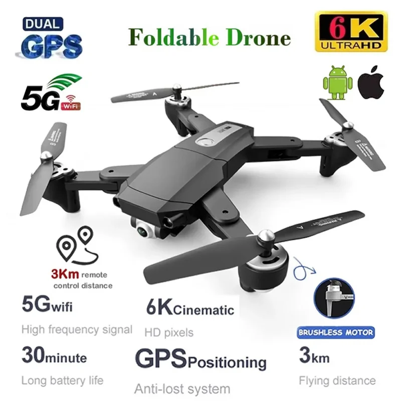 

S600 GPS RC Drone with 6K HD Dual Camera Professional Aerial Photography Quadcopter UAV Remote Control Brushless Motor Aircraft