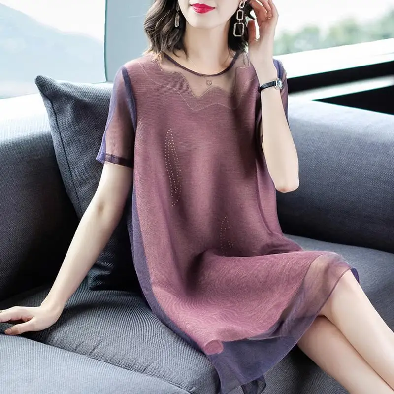 2022 New Summer Middle Aaged Women Short Sleeve Chiffon Causal Midi Dress Female Mother Plus Size 4xl Dresses Vestitos E35
2022 New Summer Middle Aaged Women Short Sleeve Chiffon Causal Midi Dress Female Mother Plus Size 4xl Dresses Vestitos E35