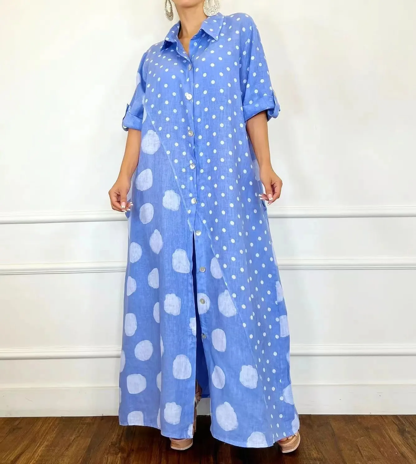 2022 Plus Size Long Shirt Dress Women Single Breasted Button Lapel Long Sleeve Dress autumn Dot Print Patchwork Oversized Robe D
2022 Plus Size Long Shirt Dress Women Single Breasted Button Lapel Long Sleeve Dress autumn Dot Print Patchwork Oversized Robe D