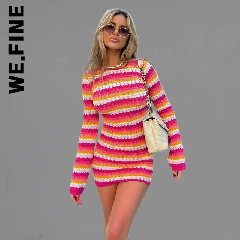 We.Fine Fashion Dress Women Elastic Stripe Knit Women Beach Dress Harajuku Dresses Popular Korean Vestidos Female Dress Woman
We.Fine Fashion Dress Women Elastic Stripe Knit Women Beach Dress Harajuku Dresses Popular Korean Vestidos Female Dress Woman