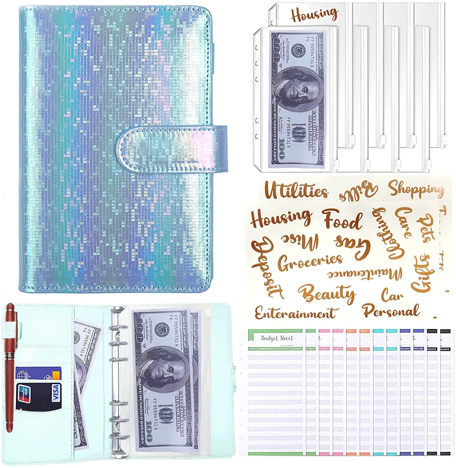 Cash Envelopes for Budgeting A6 Budget Binder with 8PCS A6 Binder Zippe Pockets 12PCS Expense Budget Sheets 2PCS Letter Stickers
Cash Envelopes for Budgeting A6 Budget Binder with 8PCS A6 Binder Zippe Pockets 12PCS Expense Budget Sheets 2PCS Letter Stickers