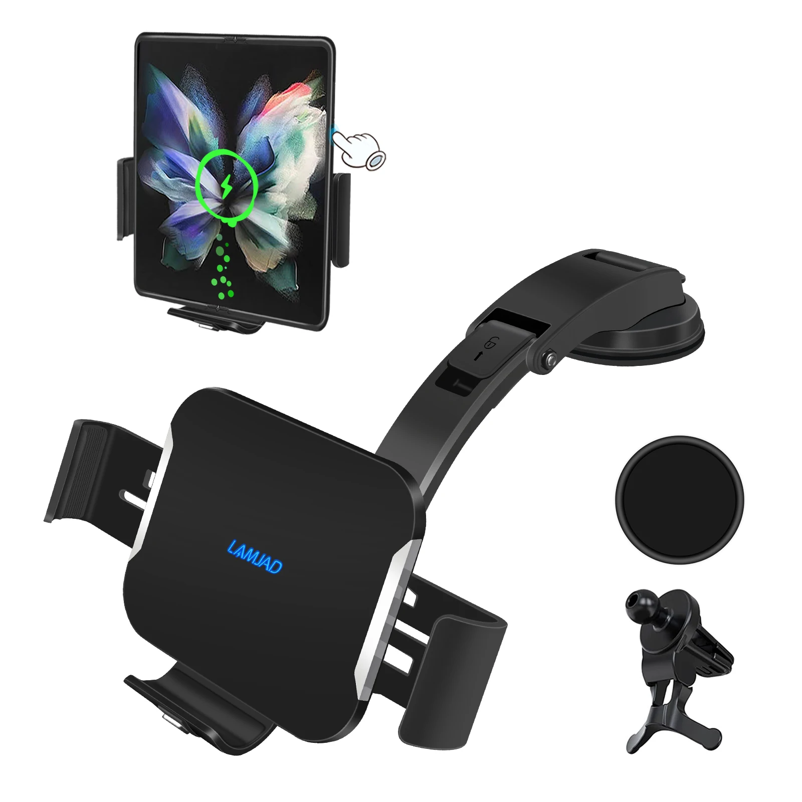 Car Mount Phone Holder Fast 15W Wireless Charger Stand for Phone Samsung Galaxy Z Fold 3 2 Screen iPhone 14 Pro Max 14 Pro
Car Mount Phone Holder Fast 15W Wireless Charger Stand for Phone Samsung Galaxy Z Fold 3 2 Screen iPhone 14 Pro Max 14 Pro
