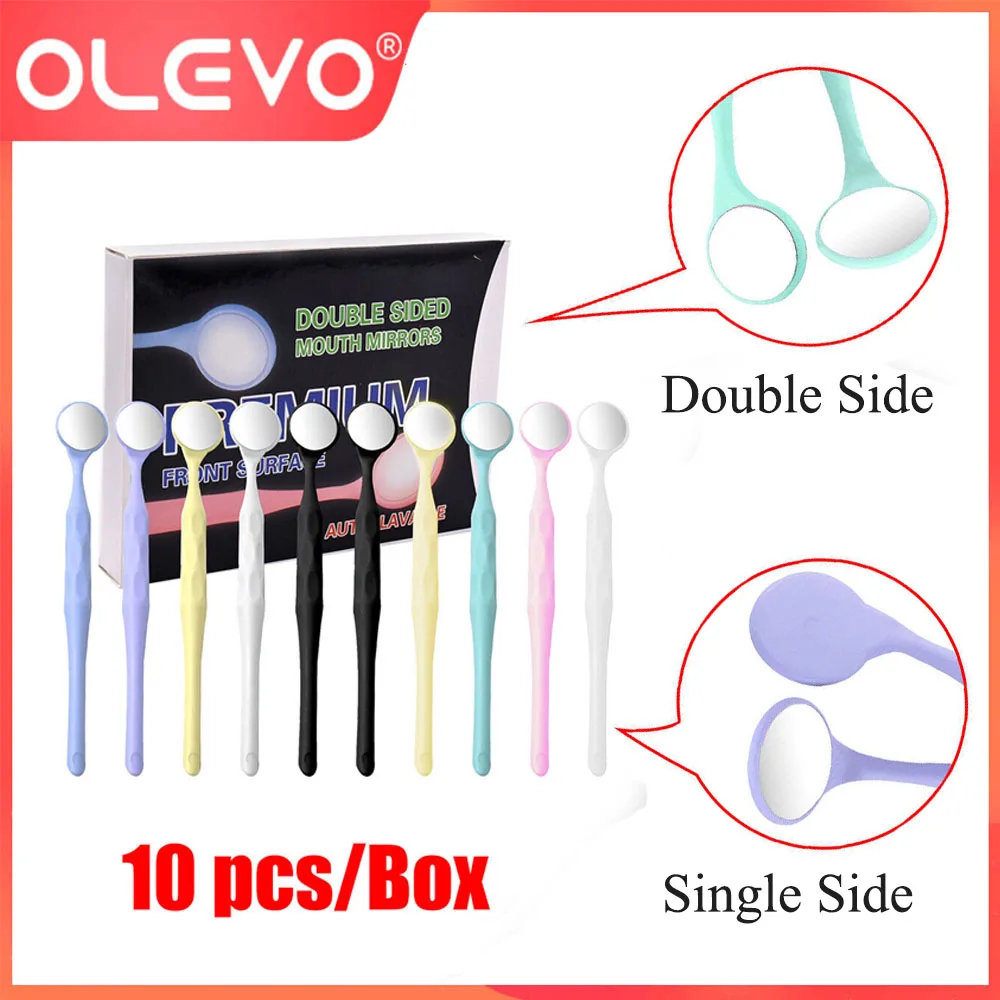 

OLEVO 10 Pcs Dental Anti-fog Mouth Mirror Surface Mirrors Reflector Double/Single Side Oral Check Exam Reflectors Autoclavable
