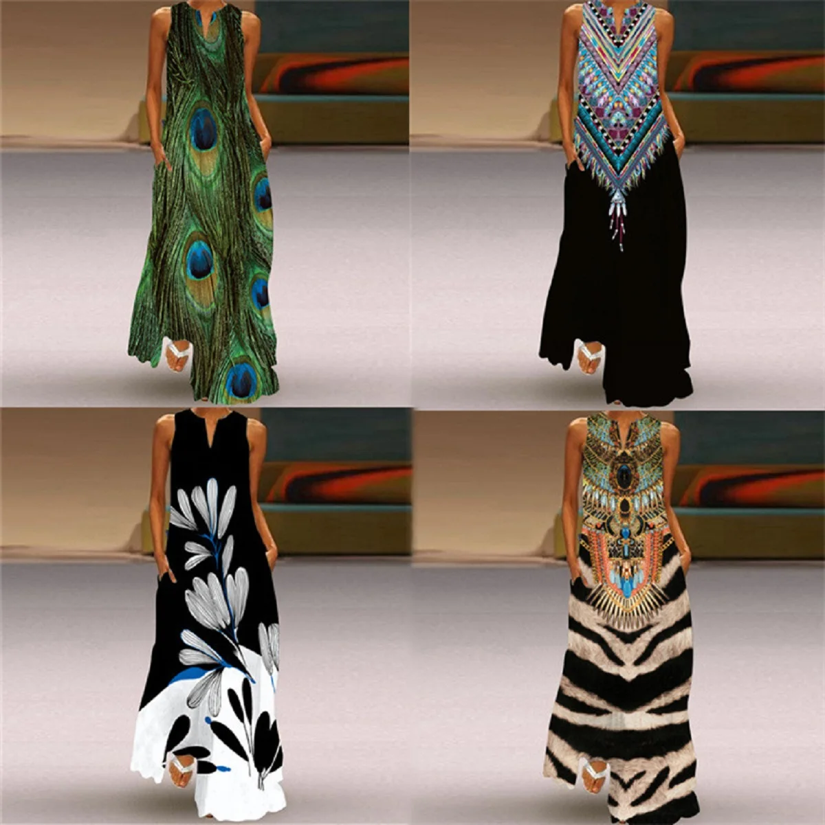 Women's Casual Dress Feather Print Halter Mini Dress Active Fashion Outdoor Daily Sleeveless Regular Fit Party Long Dress
Women's Casual Dress Feather Print Halter Mini Dress Active Fashion Outdoor Daily Sleeveless Regular Fit Party Long Dress