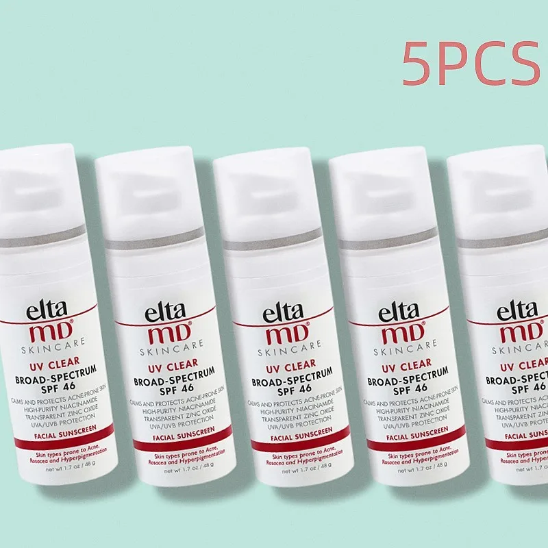 

5PCS EltaMD UV Clear SPF 46/40 Facial Sunscreen Broad Spectrum Mineral-Based Oil-free Sunscreen With Zinc For All Skin 48g