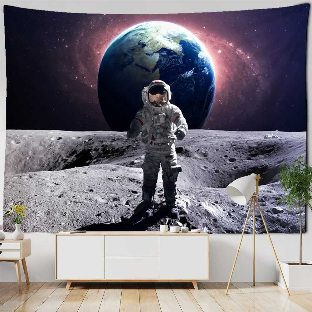 

Astronaut Planet Outer Space Tapestry Wall Hanging Psychedelic Universe Hippie Tapiz Tarot Art Dorm Living Room Home Decor
