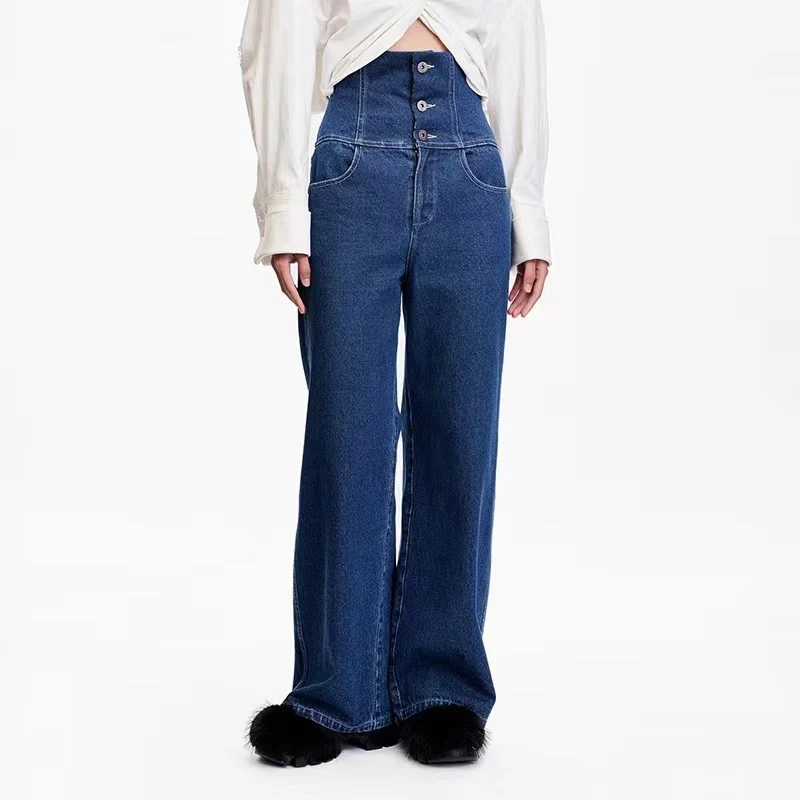 22 Early Autumn Designer High Waisted Straight Jeans Women Stripe Splice Single Breasted Pants Top Quality Fashion Denim Pants
22 Early Autumn Designer High Waisted Straight Jeans Women Stripe Splice Single Breasted Pants Top Quality Fashion Denim Pants