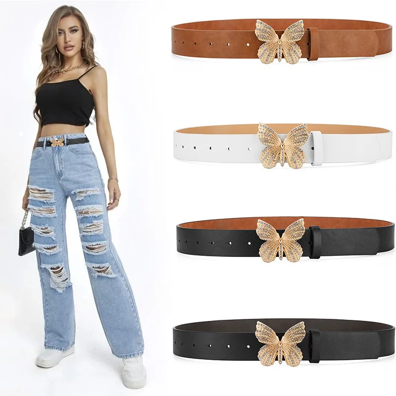 Rhinestone Butterfly Pu Belt For Women Metal Pin Waist Strap Male Female Jeans Trouser Dress Street Decorative Waistband 
Rhinestone Butterfly Pu Belt For Women Metal Pin Waist Strap Male Female Jeans Trouser Dress Street Decorative Waistband