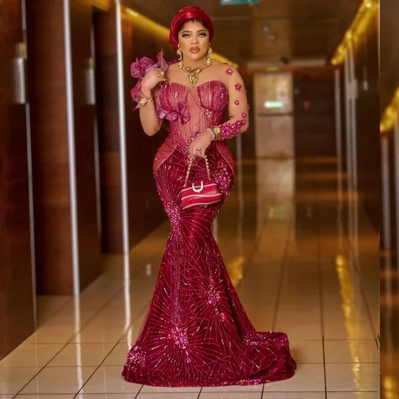 Sparkle Sequined Lace African Evening Dresses Plus Size Nigerian Aso Ebi Formal Occasion Dress 3D Flowers Party Prom Gowns 2023 
Sparkle Sequined Lace African Evening Dresses Plus Size Nigerian Aso Ebi Formal Occasion Dress 3D Flowers Party Prom Gowns 2023