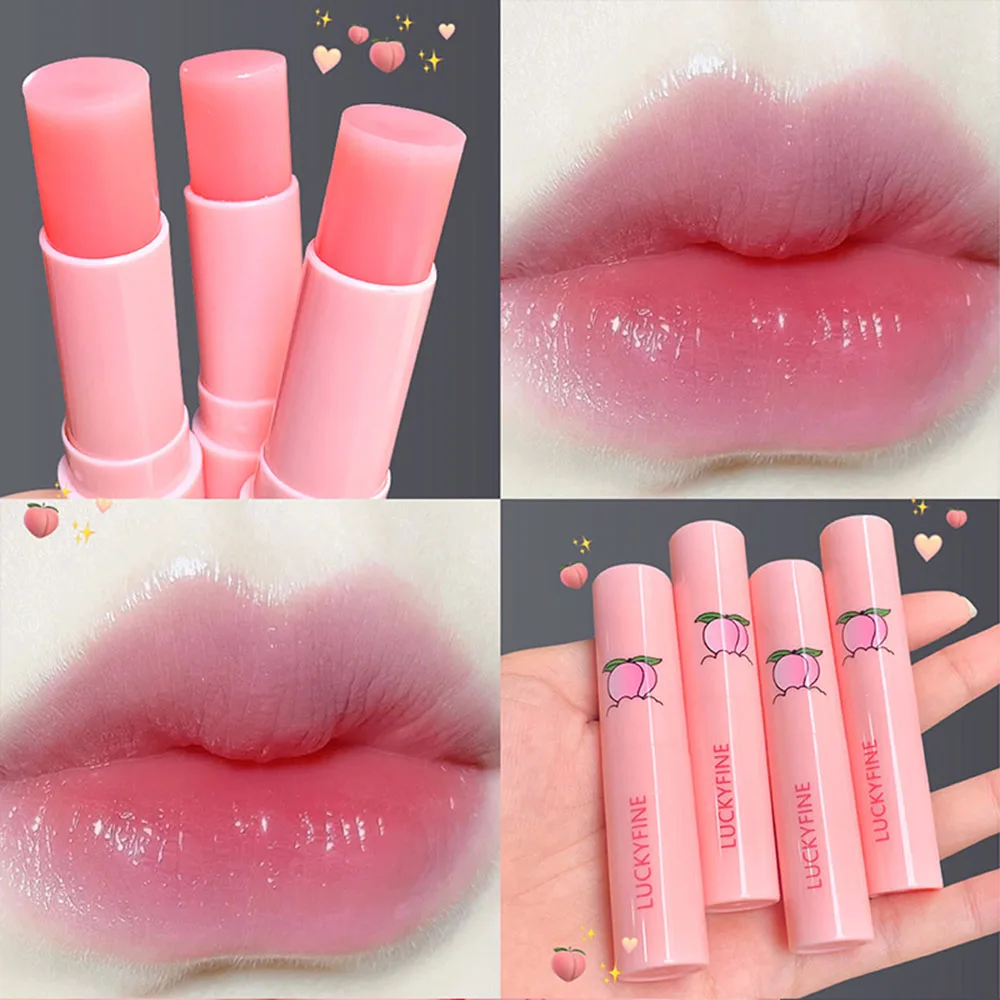 1PC Natural Peach Lip Balm Long-lasting Moisturizing Lipstick Temperature Change Color Anti-drying Hydration Care - купить по