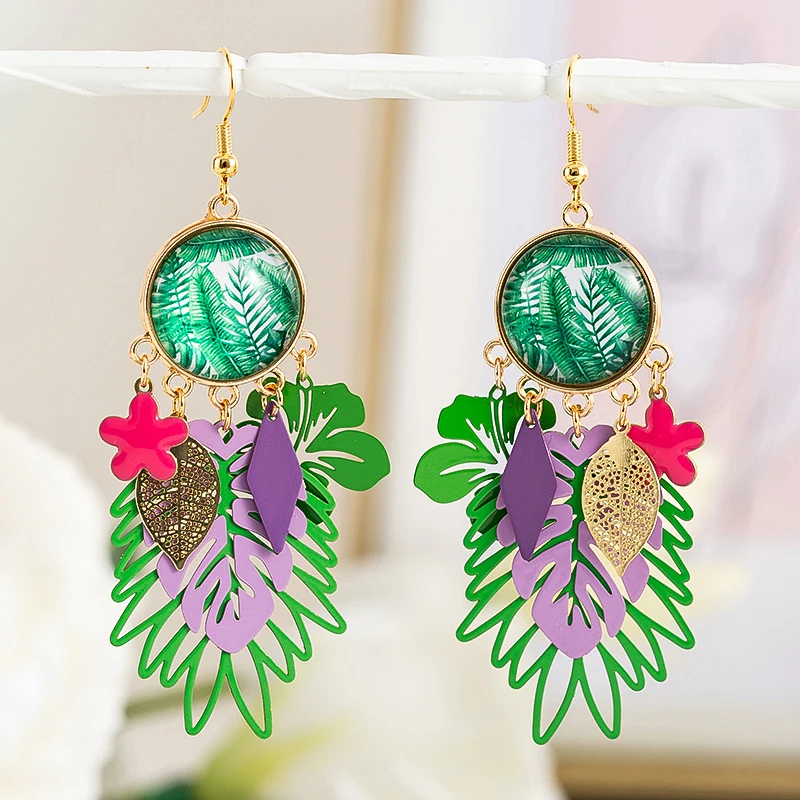 Bohemia Style Long Tassel Green Drop Earrings for Women Tropical leaves Gold Color Earrings Fashion Jewelry Accessories 
Bohemia Style Long Tassel Green Drop Earrings for Women Tropical leaves Gold Color Earrings Fashion Jewelry Accessories