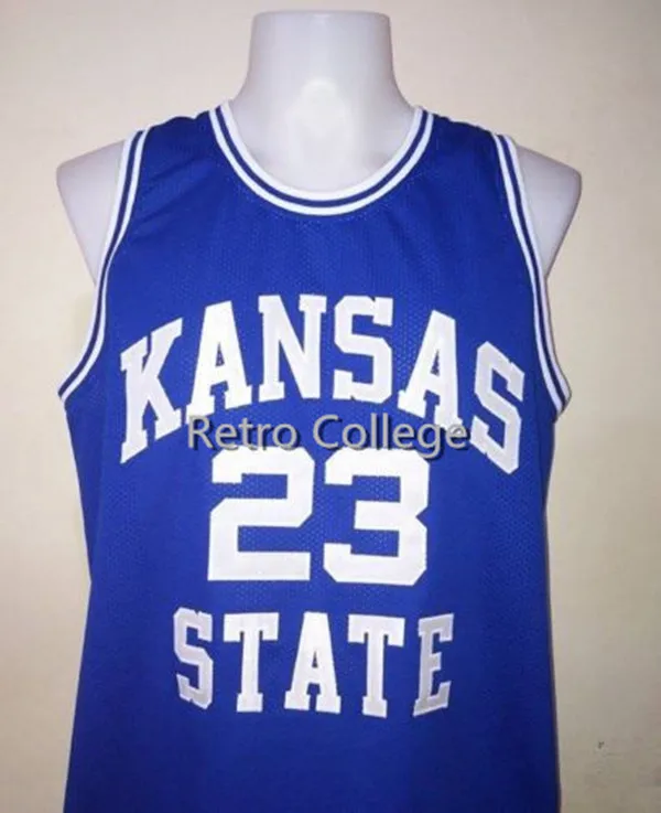 

#23 Mitch Richmond Kansas State bule white College Basketball Jersey Custom Fan Jersey Sports Apparel