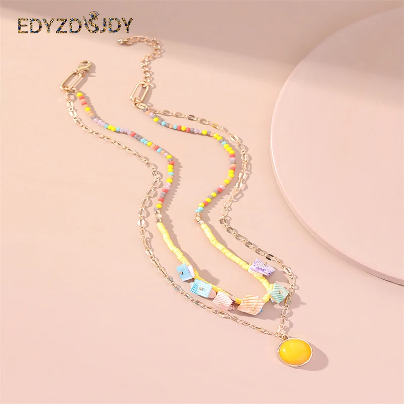 New Arrival Women Double Layer Beaded Shell Necklaces Beach Style Pendant All-match Clavicle Chain Charm Girl's Jewelry
New Arrival Women Double Layer Beaded Shell Necklaces Beach Style Pendant All-match Clavicle Chain Charm Girl's Jewelry