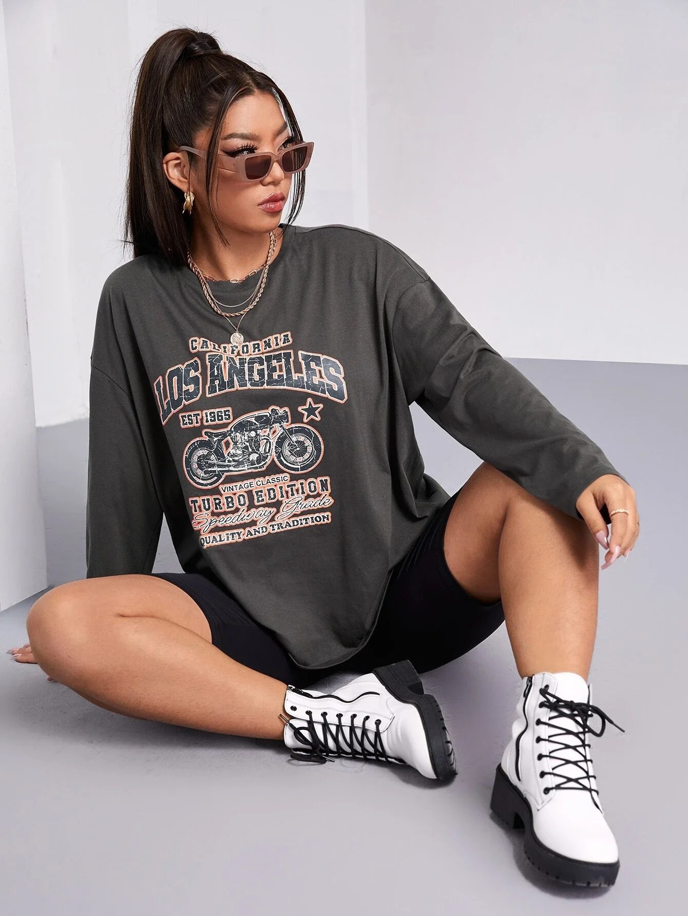 T-shirt hoody blouse women set tube top sweater Plus Motorcycle & Slogan Print Round Neck Tee
T-shirt hoody blouse women set tube top sweater Plus Motorcycle & Slogan Print Round Neck Tee