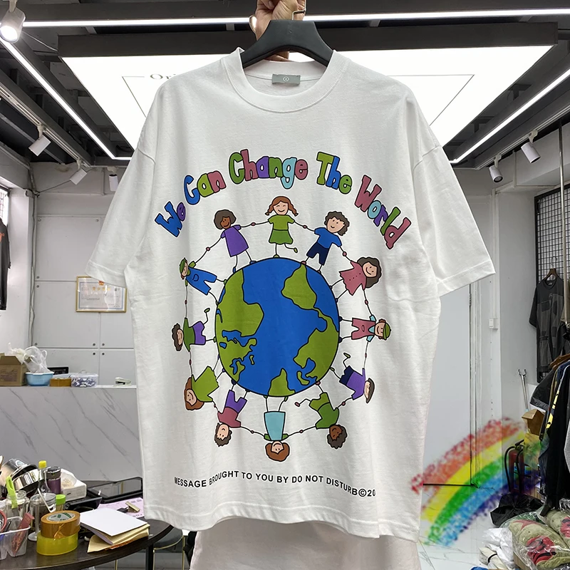 Colorful Alphabet Globe Print T Shirt Men Women High Quality We Can Change The World T-shirts Tops Tee Short Sleeves
Colorful Alphabet Globe Print T Shirt Men Women High Quality We Can Change The World T-shirts Tops Tee Short Sleeves