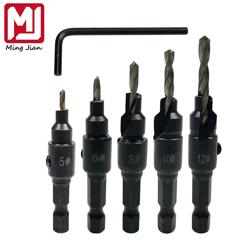 4/5pcs Countersink Drill Woodworking Drill Bit Set Drilling Pilot Holes For Screw Sizes #5 #6 #8 #10 #12 With a Wrench Tools
4/5pcs Countersink Drill Woodworking Drill Bit Set Drilling Pilot Holes For Screw Sizes #5 #6 #8 #10 #12 With a Wrench Tools
