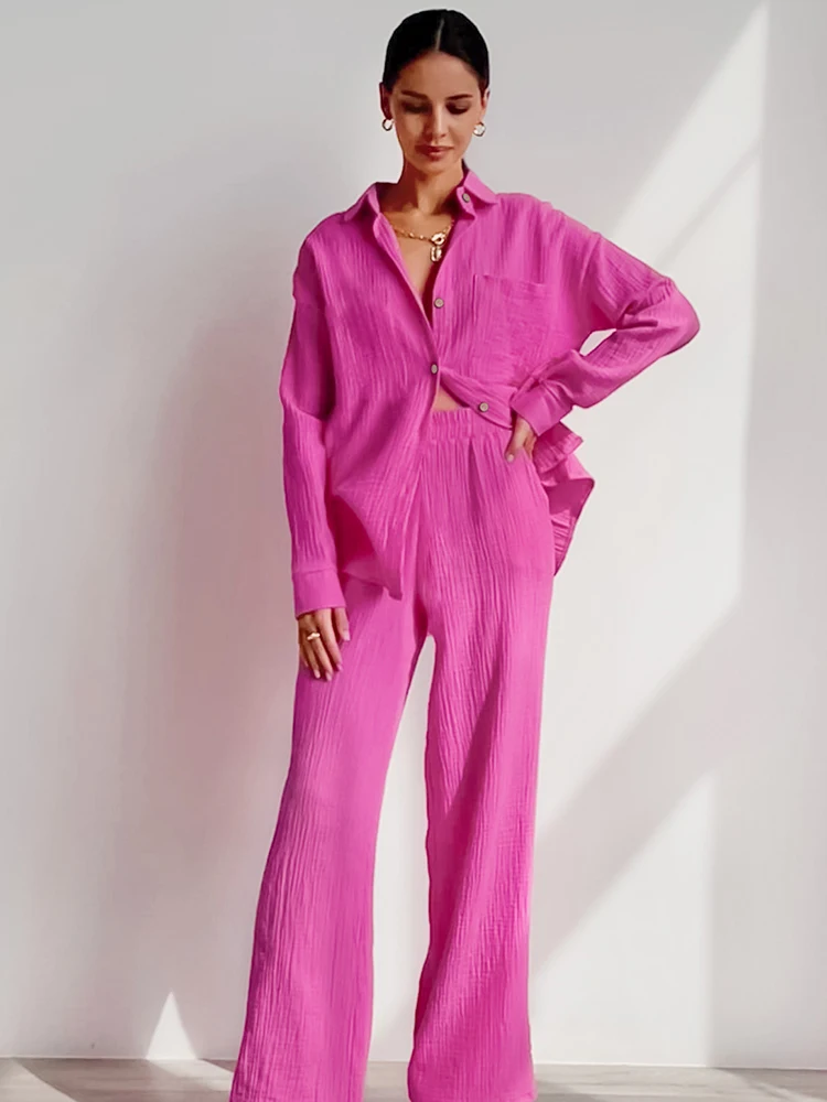 Linad Cotton Women's Home Clothes Loose 2 Piece Sets Long Sleeve Sleepwear Female Casual Trouser Suits 2022 Autumn Pajamas
Linad Cotton Women's Home Clothes Loose 2 Piece Sets Long Sleeve Sleepwear Female Casual Trouser Suits 2022 Autumn Pajamas