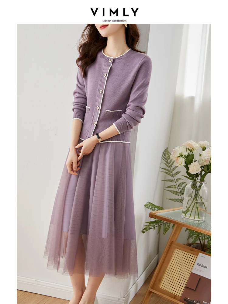 Vimly Elegant Purple Two Piece Skirt Sets for Women 2023 Spring Women's Outfits Wool Blended Knitted Cardigan A-line Mesh Skirts
Vimly Elegant Purple Two Piece Skirt Sets for Women 2023 Spring Women's Outfits Wool Blended Knitted Cardigan A-line Mesh Skirts