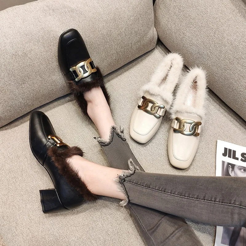NEW Women's Shoes 2022 Autumn/winter New Retro Metal Buckle Thick Heel Fashion Single Shoes Wool Loafers Black Shoes
NEW Women's Shoes 2022 Autumn/winter New Retro Metal Buckle Thick Heel Fashion Single Shoes Wool Loafers Black Shoes