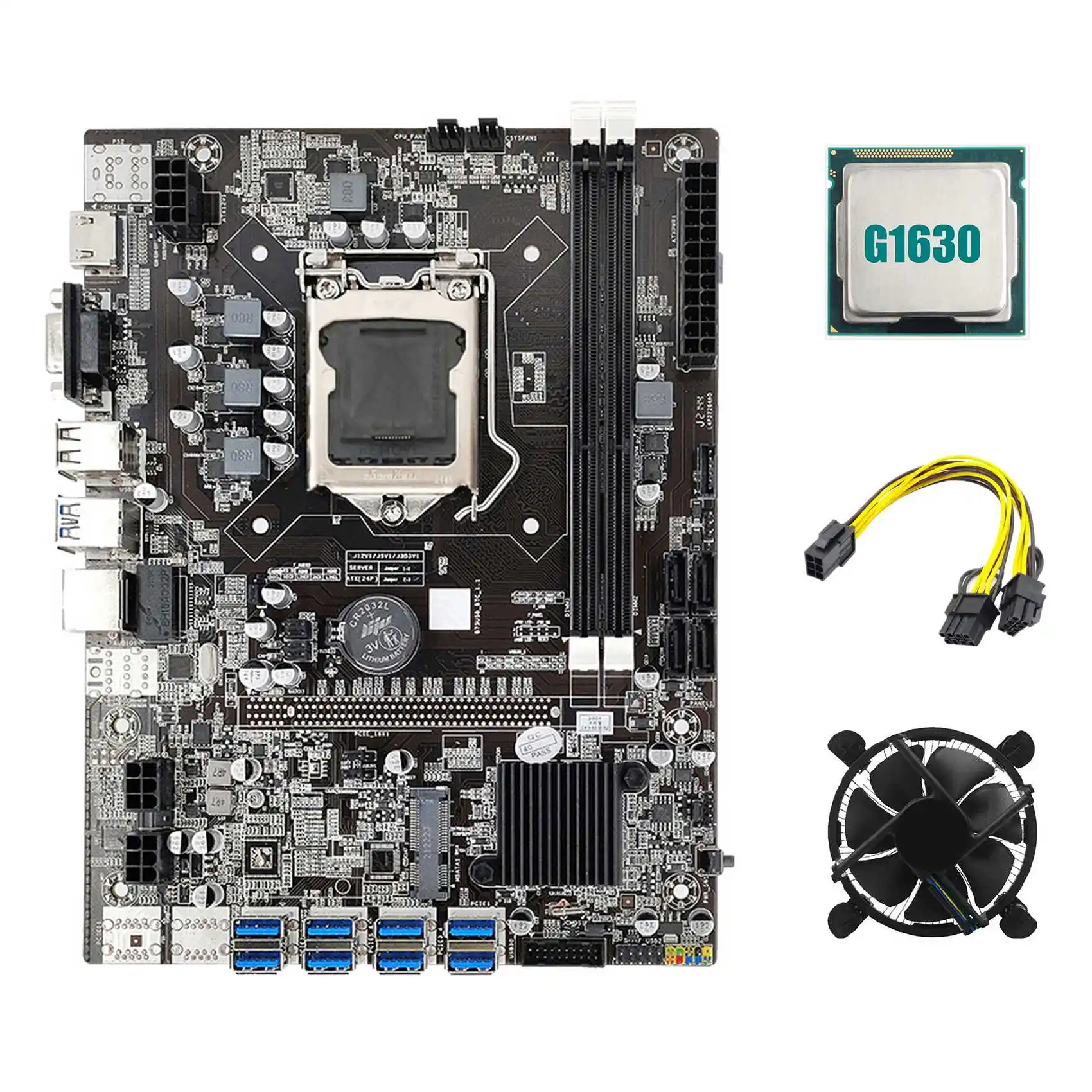 Материнская плата B75 ETH 8XPCIE к USB + G1630 CPU + охлаждающий вентилятор + 6Pin к двойному 8Pin кабелю LGA1155 B75 BTC, материнская плата для майнинга
Материнская плата B75 ETH 8XPCIE к USB + G1630 CPU + охлаждающий вентилятор + 6Pin к двойному 8Pin кабелю LGA1155 B75 BTC, материнская плата для майнинга