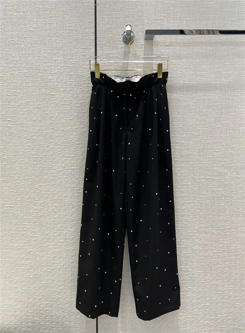 Fashion Designer Trousers for Women Causel Diamond Black Wide Legged Pants 
Fashion Designer Trousers for Women Causel Diamond Black Wide Legged Pants