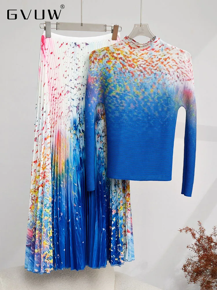 GVUW Pleated Print Two Pieces Set Women Full Sleeve Half High Neck Top A Line High Waist Skirt Elegant Fashion New Lady 17G2501
GVUW Pleated Print Two Pieces Set Women Full Sleeve Half High Neck Top A Line High Waist Skirt Elegant Fashion New Lady 17G2501