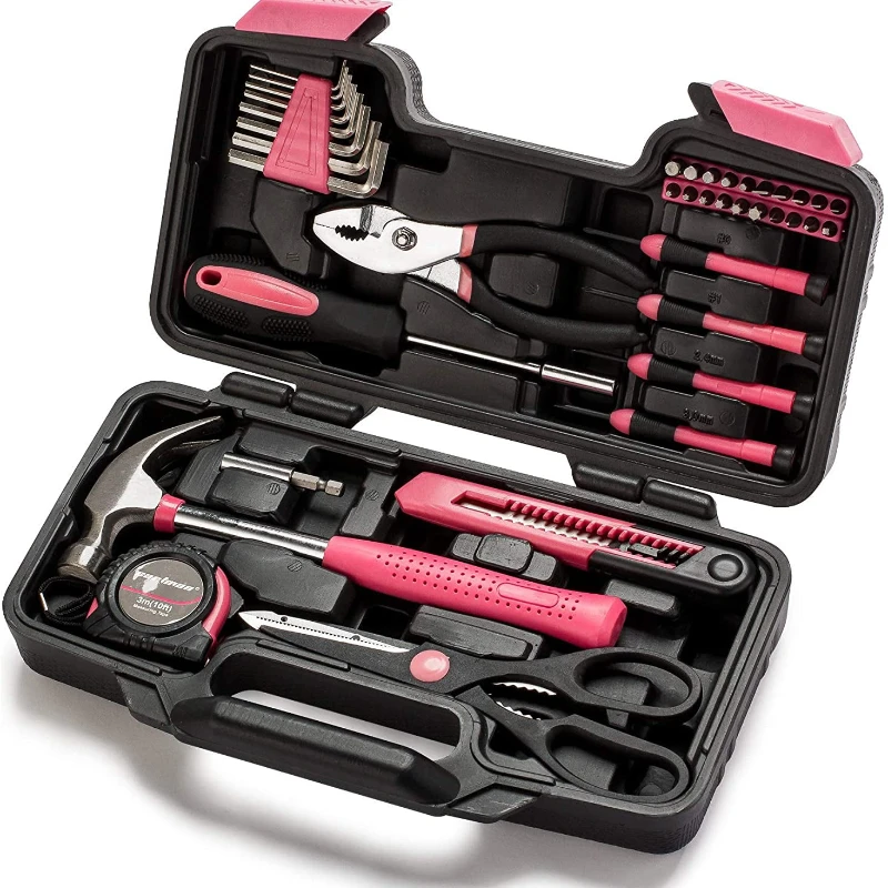 Pink 39piece Tool Set General Household Hand Tool Kit with Plastic Toolbox Storage Case
Pink 39piece Tool Set General Household Hand Tool Kit with Plastic Toolbox Storage Case
