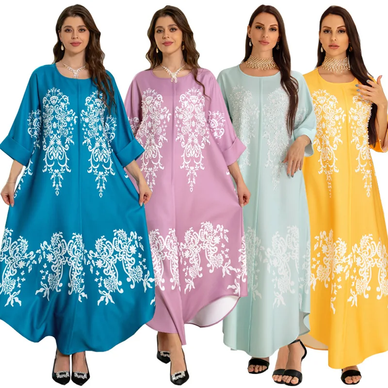 

Morocco Party Muslim Elegant Beading Women Abaya Half Sleeve Dress Dubai Saudi Kaftan Evening Arab Gown Islamic Jalabiya Caftan