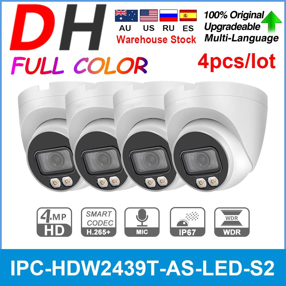 Dahua Original Full Color IPC-HDW2439T-AS-LED-S2 4MP H.265 POE IP67 Built-in Mic micro sd card slot Network Camera 4PCS
Dahua Original Full Color IPC-HDW2439T-AS-LED-S2 4MP H.265 POE IP67 Built-in Mic micro sd card slot Network Camera 4PCS