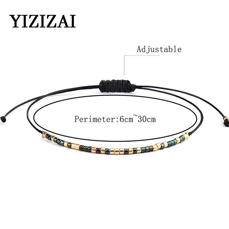 

YIZIZAI Bohemia Handmade Braided Wax Thread Bracelets Adjustable Men Women Minimalism Rice Bead Bracelet & Bangles Jewelry Gifts