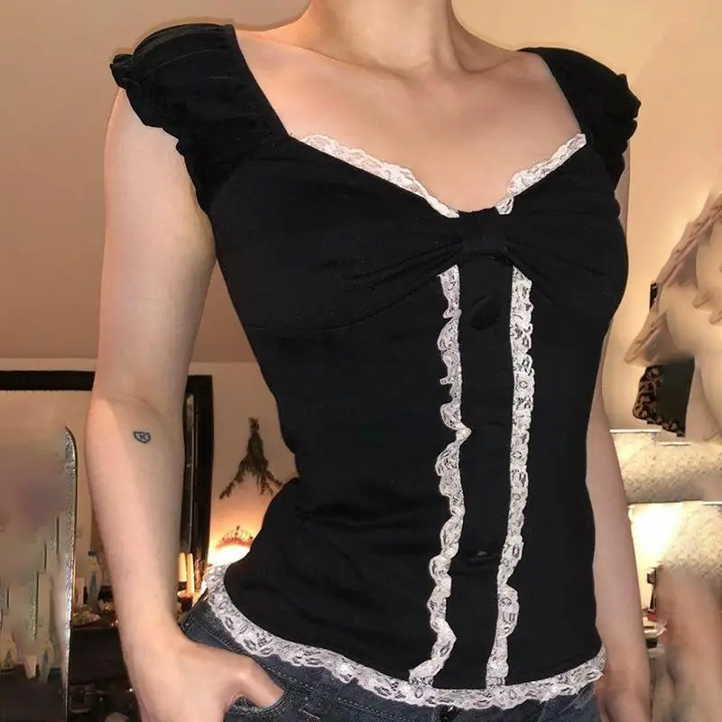 Белая кружевная Винтажная Футболка Combhasaki Y2K в эстетике Феи гранж черные футболки кавайный бант с вырезами и открытой спиной кроп-топ
Белая кружевная Винтажная Футболка Combhasaki Y2K в эстетике Феи гранж черные футболки кавайный бант с вырезами и открытой спиной кроп-топ