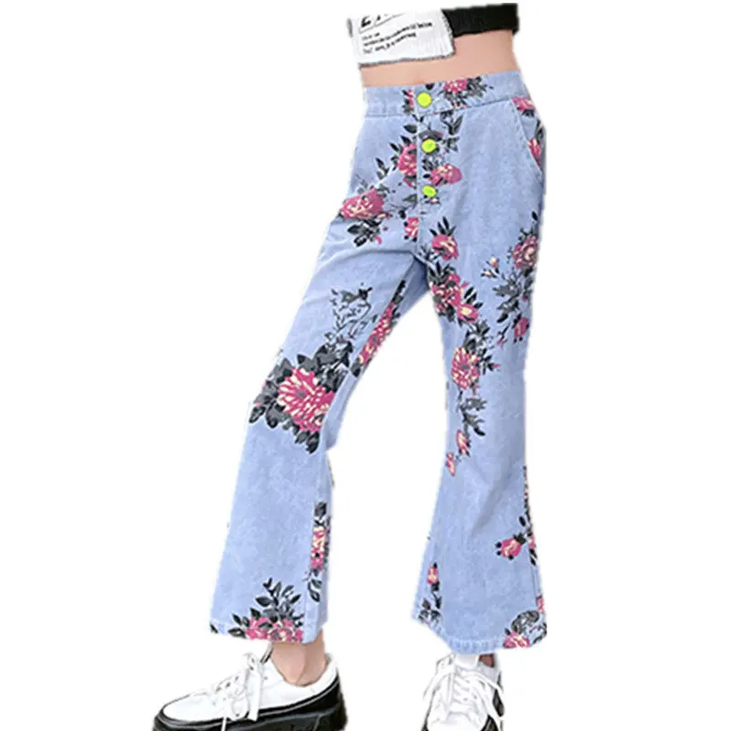 Teen Girls Fashion Jeans with Flower Pattern Summer New Arrival High Quality Floral Print Denim Flare Pants for Kids 5 To 14Year
Teen Girls Fashion Jeans with Flower Pattern Summer New Arrival High Quality Floral Print Denim Flare Pants for Kids 5 To 14Year