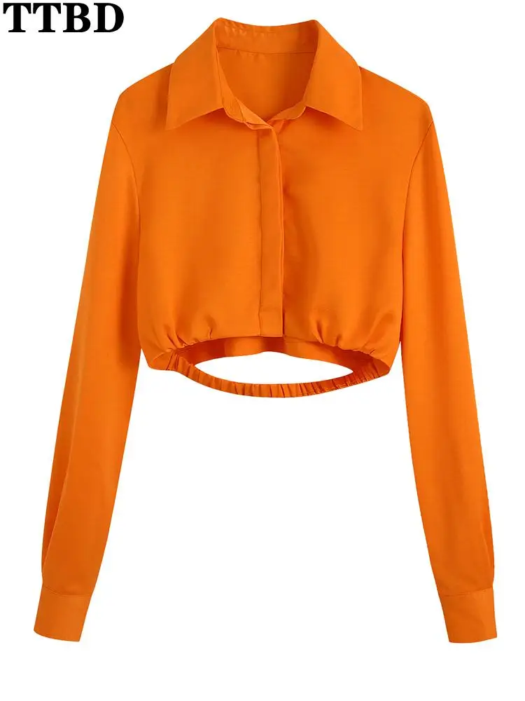 TTBD button up shirt fashion women cropped satiny shirt female Lapel Long Sleeve Short Shirts for Women's elastic hem sexy tops
TTBD button up shirt fashion women cropped satiny shirt female Lapel Long Sleeve Short Shirts for Women's elastic hem sexy tops