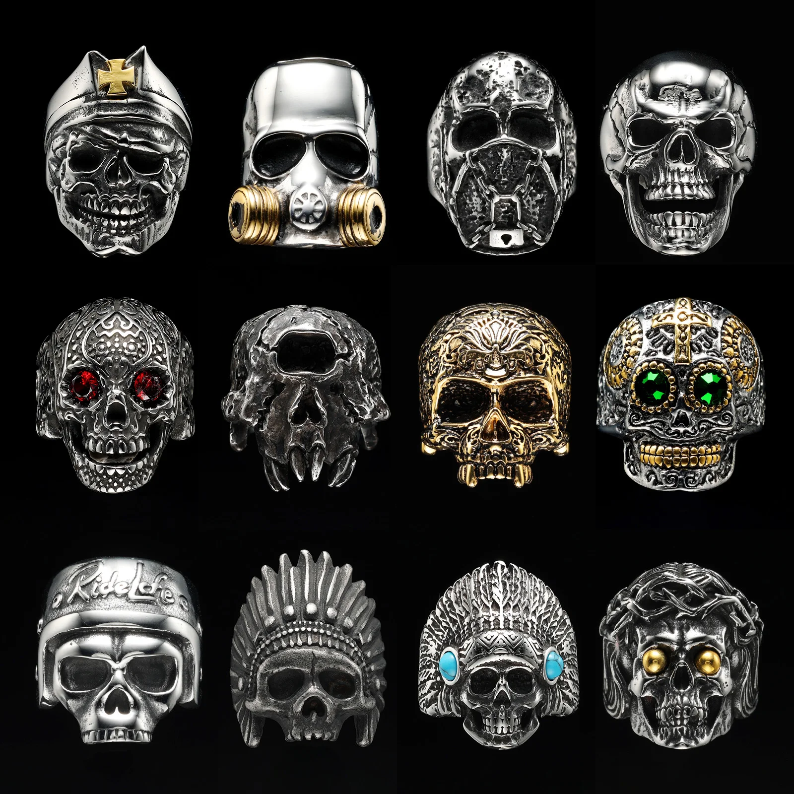 Various Skull Rings 316L Stainless Steel Men Skulls Ring Simple Skeleton Punk Rock Party for Rider Male Friend Jewelry Best Gift 
Various Skull Rings 316L Stainless Steel Men Skulls Ring Simple Skeleton Punk Rock Party for Rider Male Friend Jewelry Best Gift