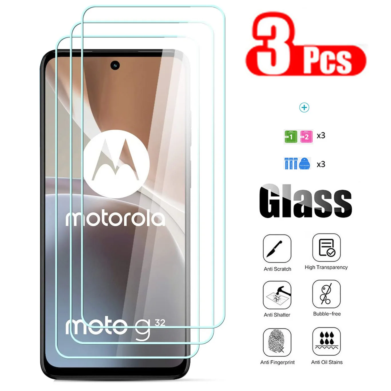 

3Pcs For Motorola Moto G32 G42 G52 G62 5G G22 G72 G10 G20 G60 G30 G82 G60S G100 G200 5G G41 G71 5G G51 5G G 2022 Tempered Glass